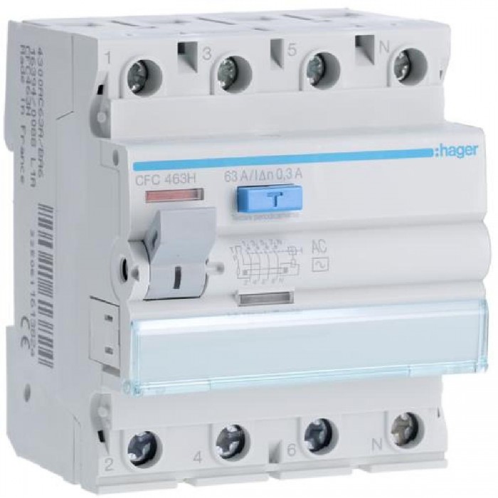 Ρελέ Διαρροής AC 4P 63A 300mA CFC463H HAGER