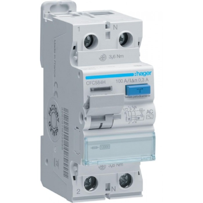 Ρελέ Διαρροής AC 2P 100Α 300mA CFC584H HAGER