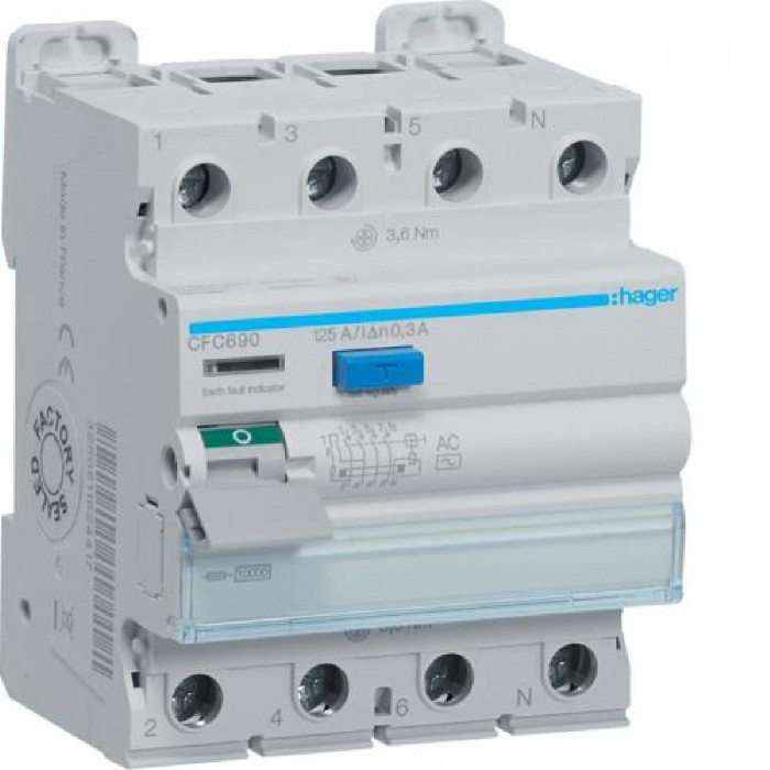 Ρελέ Διαρροής AC 4P 125A 300mA CFC690 HAGER