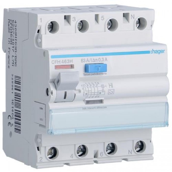 Ρελέ Διαρροής A-HI 4P 63Α 300mA CFH463H HAGER