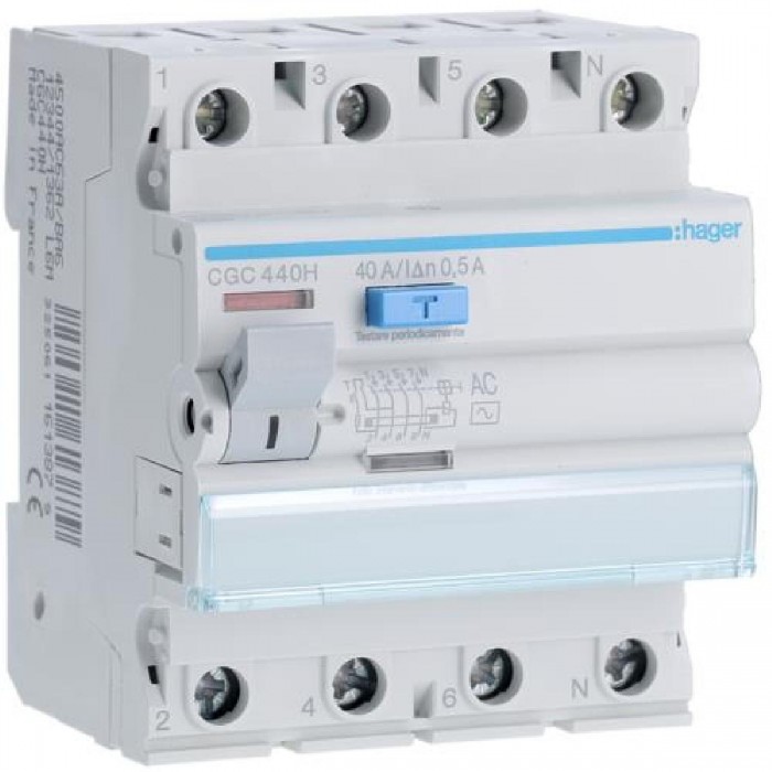 Ρελέ Διαρροης AC 4P 40A 500mA CGC440H HAGER