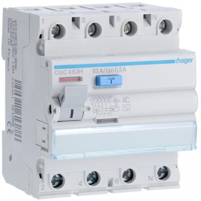 Ρελέ Διαρροης AC 4P 63A 500mA CGC463H HAGER