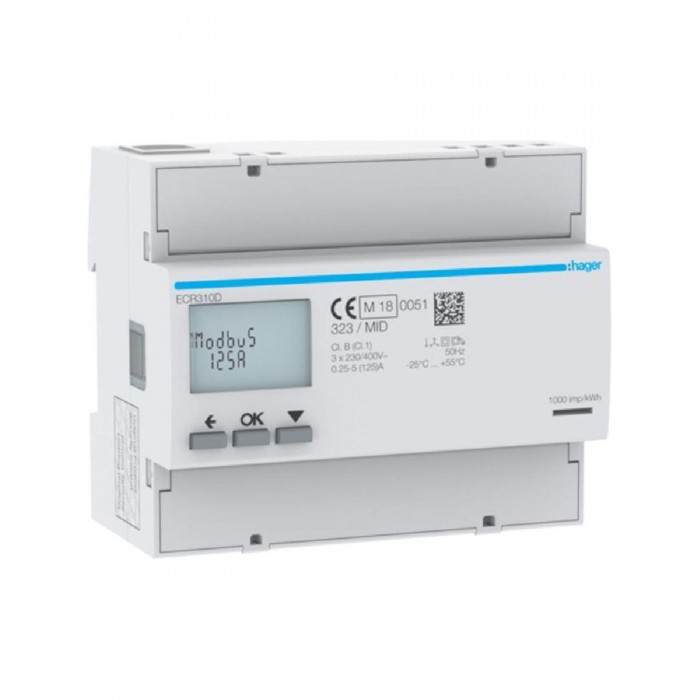 Μετρητής Ενέργειας Ράγας Τριφασικός 125A Modbus ECR310D  HAGER