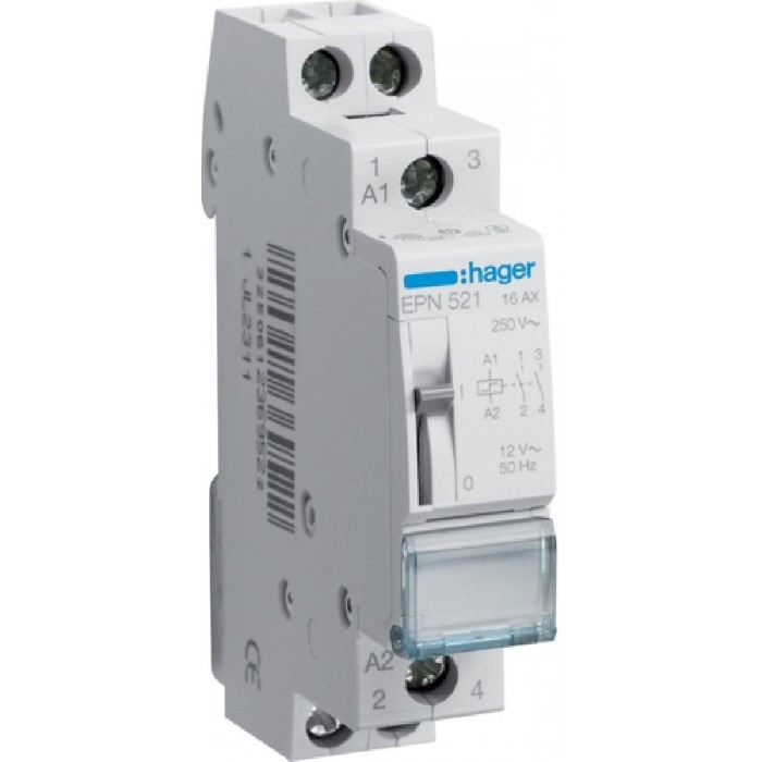 Ρελέ Καστάνιας 2P 16A 2NO 12VAC EPN521 HAGER