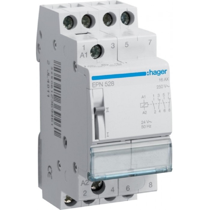 Ρελέ Καστάνιας 4P 16A 2NO+2NC 24VAC ή 12VDC EPN528 HAGER