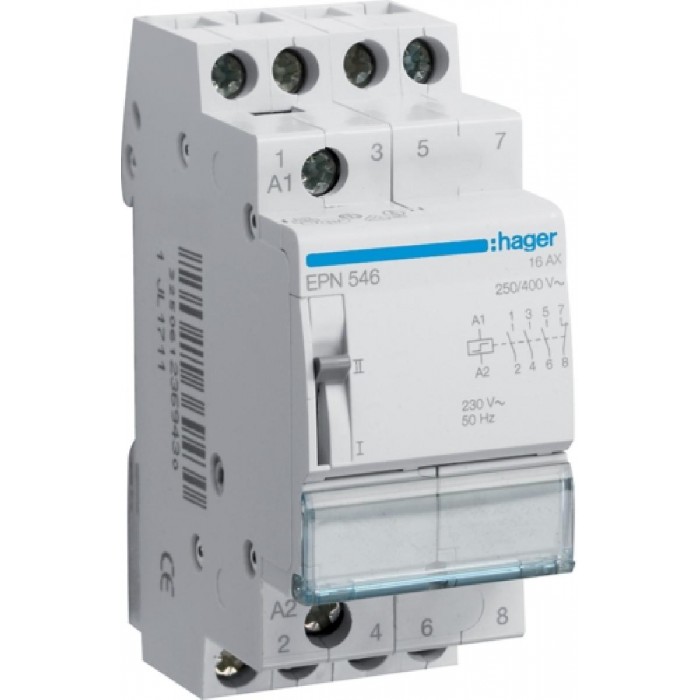 Ρελέ Καστάνιας 4P 16A 3NO+1NC 230VAC ή 110VDC EPN546 HAGER