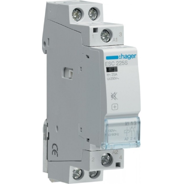 Ρελέ Ισχύος Ράγας 2P 25A 2NO 230V Αθόρυβος ESC225S HAGER