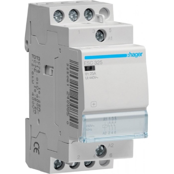 Ρελέ Ισχύος Ράγας 3P 25A 3NO 230V ESC325 HAGER