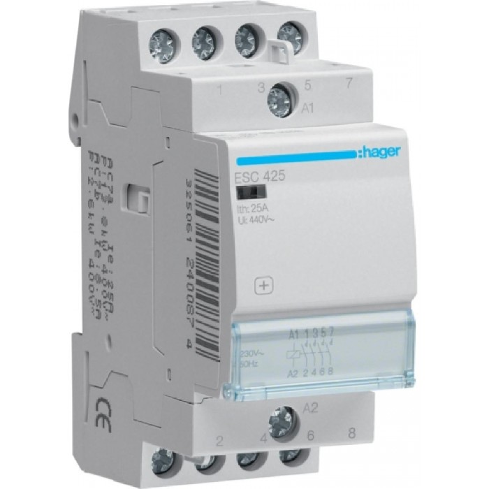 Ρελέ Ισχύος Ράγας 4P 25A 4NO 230V ESC425 HAGER