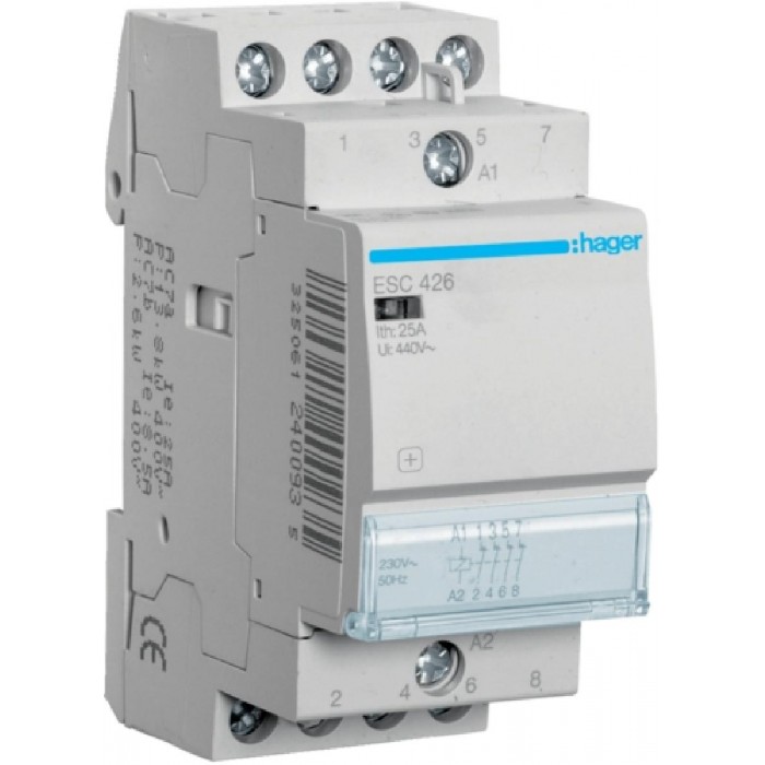 Ρελέ Ισχύος Ράγας 4P 25A 4NC 230V ESC426 HAGER