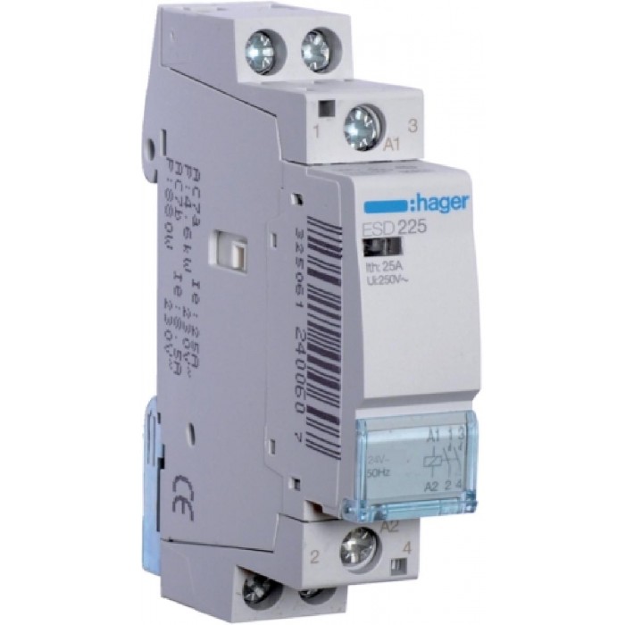 Ρελέ Ισχύος Ράγας 2P 25A 2NO 24VAC ESD225 HAGER