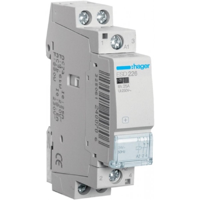 Ρελέ Ισχύος Ράγας 2P 25A 2NC 24VAC ESD226 HAGER
