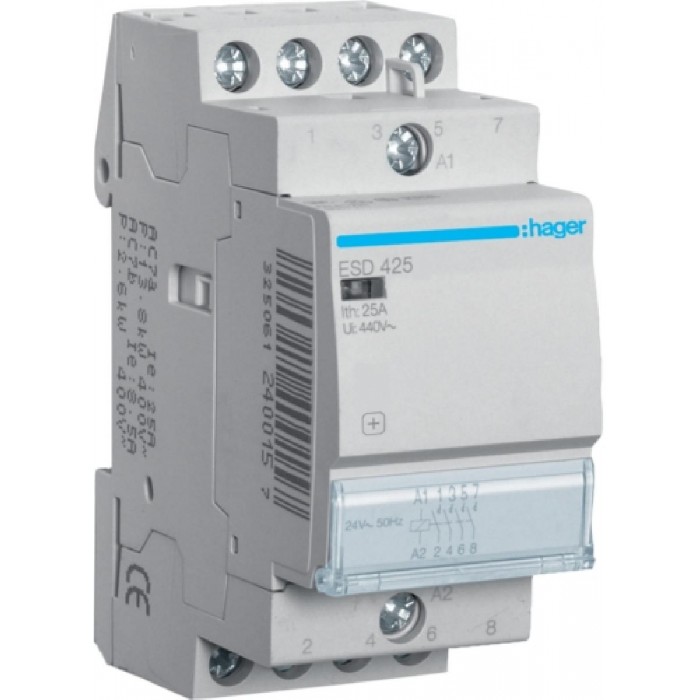 Ρελέ Ισχύος Ράγας 4P 25A 4NO 24VAC ESD425 HAGER