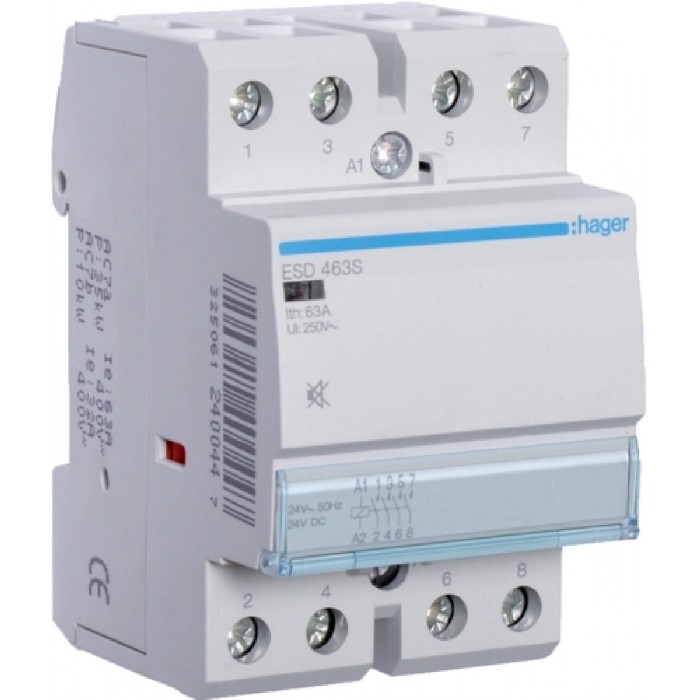 Ρελέ Ισχύος Ράγας 4P 63A 4NO 24VAC Αθόρυβος ESD463S HAGER