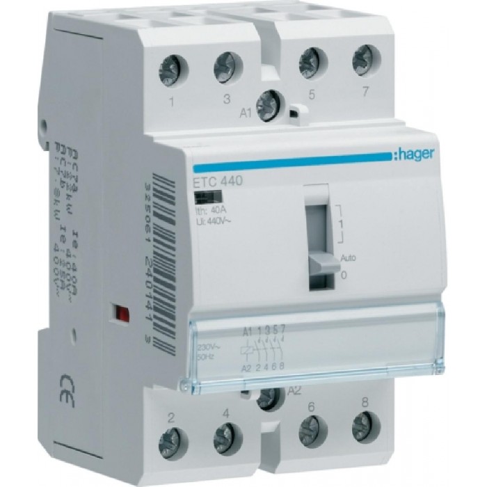 Ρελέ Ισχύος Ράγας 4P 40A 4NO 230VAC Ημέρας/Νύχτας ETC440 HAGER