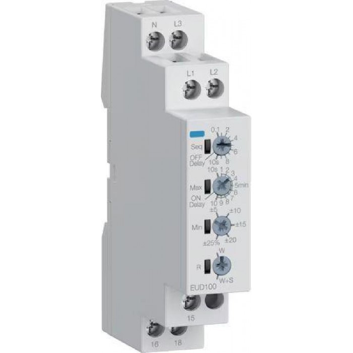 Επιτηρητής Μονοφασικός / Τριφασικός Για Απώλεια/Διαδοχή/Υπόταση/Υπέρταση EUD100 HAGER