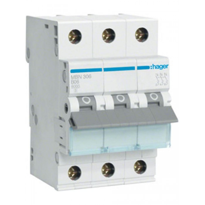 Αυτόματη Ασφάλεια 3P B 6A 6kA MBN306 HAGER