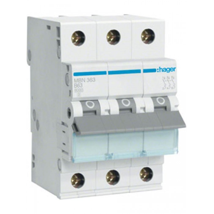 Αυτόματη Ασφάλεια 3P B 63A 6kA MBN363 HAGER