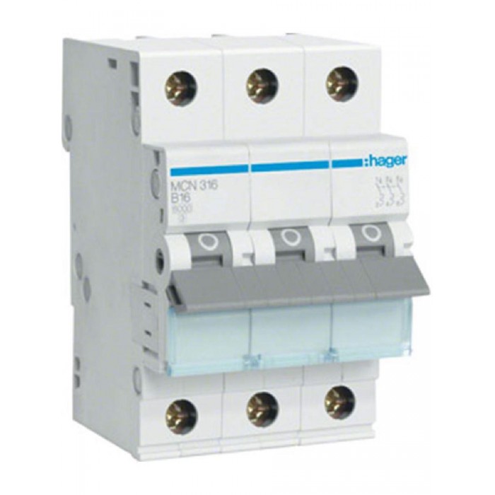 Αυτόματη Ασφάλεια 3P C 16A 6kA MCN316 HAGER