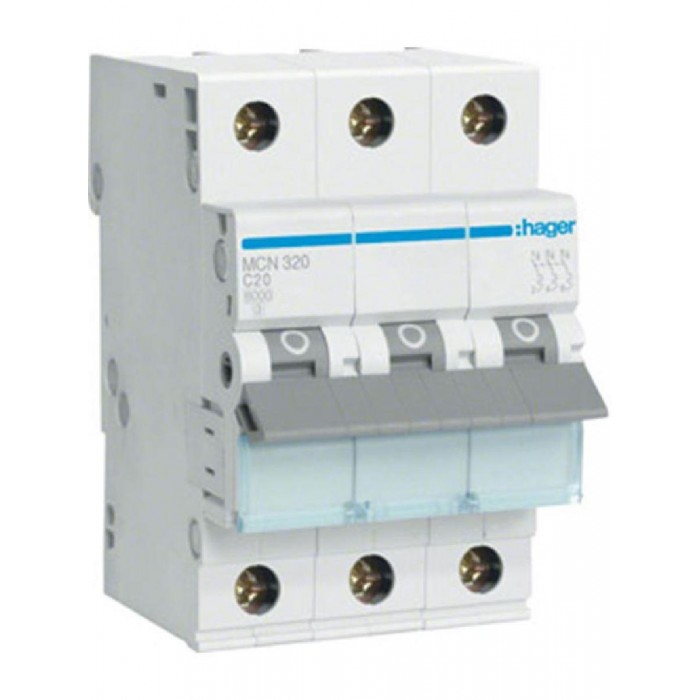 Αυτόματη Ασφάλεια 3P C 20A 6kA MCN320 HAGER