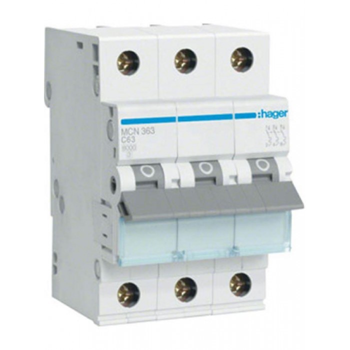 Αυτόματη Ασφάλεια 3P C 63A 6kA MCN363 HAGER