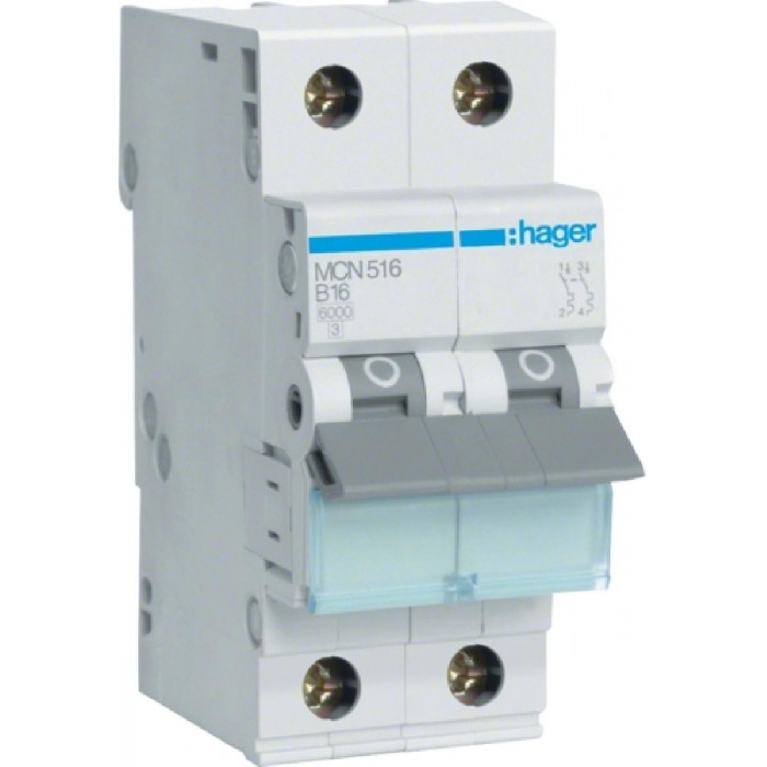 Αυτόματη Ασφάλεια 1P+N C 16A 6kA MCN516 HAGER