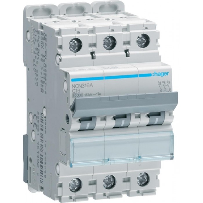 Αυτόματη Ασφάλεια 3P C 16A 10kA NCN316A HAGER