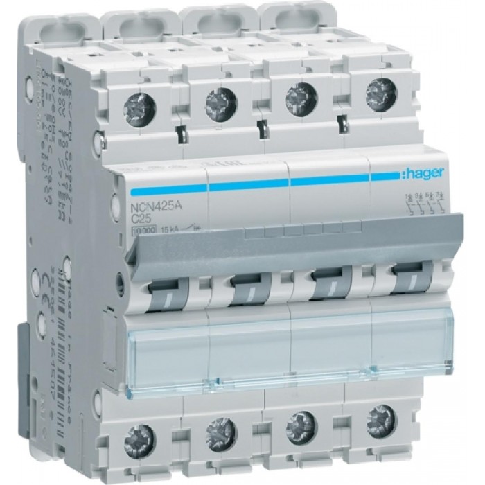 Αυτόματη Ασφάλεια 4P C 25A 10kA NCN425A HAGER