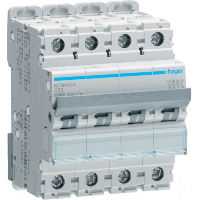 Αυτόματη Ασφάλεια 4P C 63A 10kA NCN463A HAGER