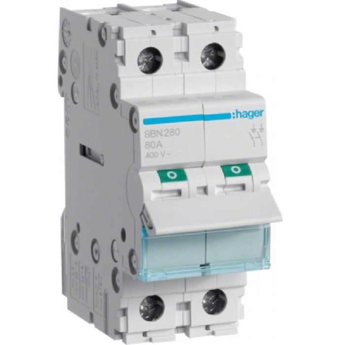 Διακόπτης Ράγας 2P 80Α SBN280 HAGER