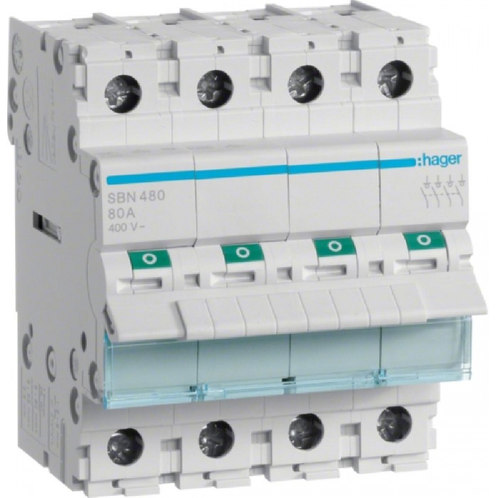 Διακόπτης Ράγας 4P 80Α SBN480 HAGER