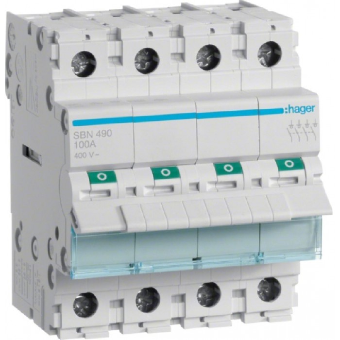 Διακόπτης Ράγας 4P 100Α SBN490 HAGER
