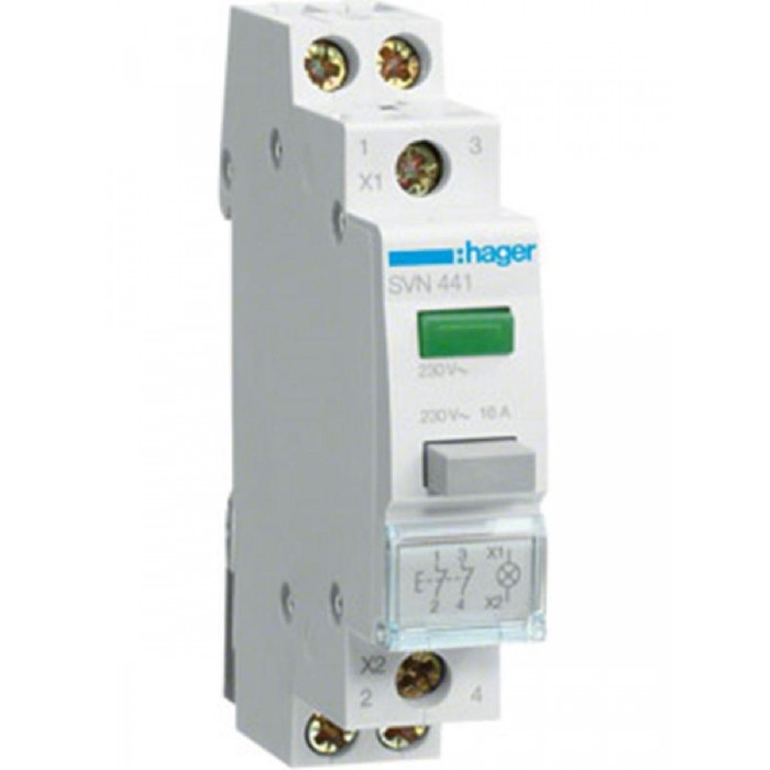 Μπουτόν Ράγας Απλής Πίεσης 2NC Με Πράσινο LED SVN441 HAGER