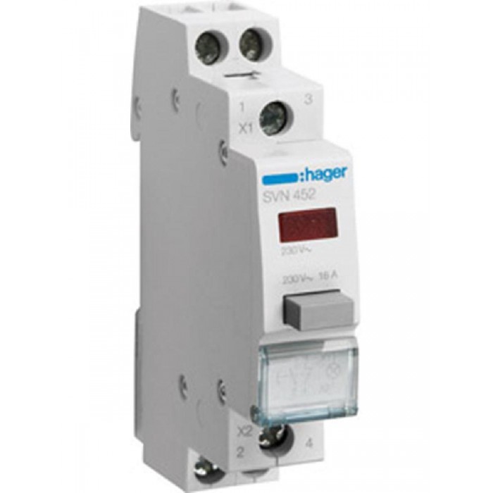 Μπουτόν Απλής Πίεσης 1NO+1NC Με Κόκκινο LED SVN452 HAGER