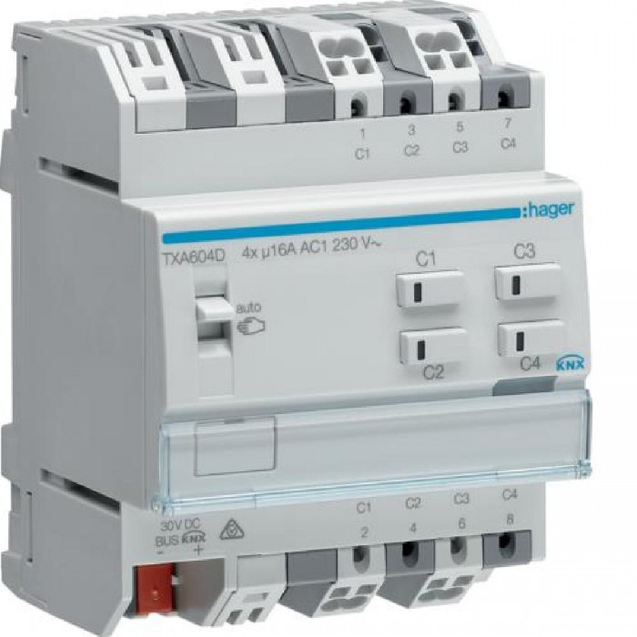 Ενεργοποιητής Ράγας Φωτισμού easy KNX 4 Εξόδων C-Load TXA604D HAGER