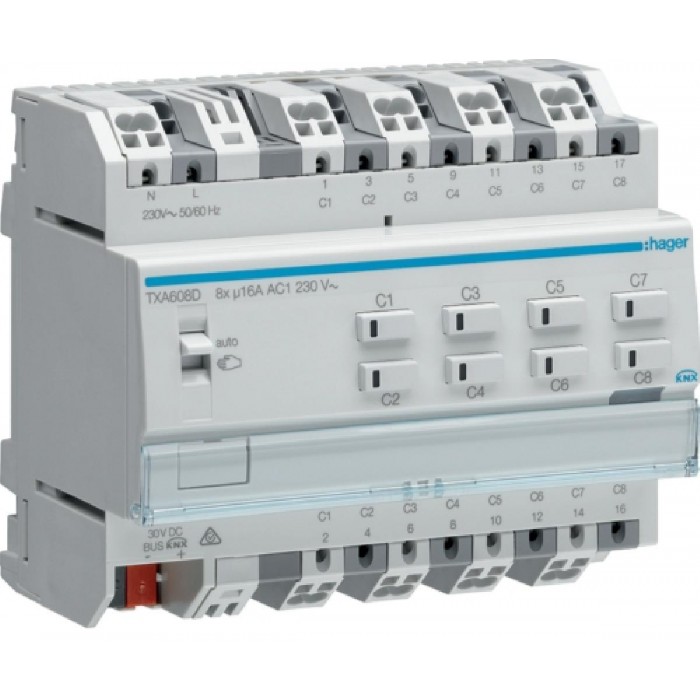 Ενεργοποιητής Ράγας Φωτισμού easy KNX 8 Εξόδων C-Load TXA608D HAGER