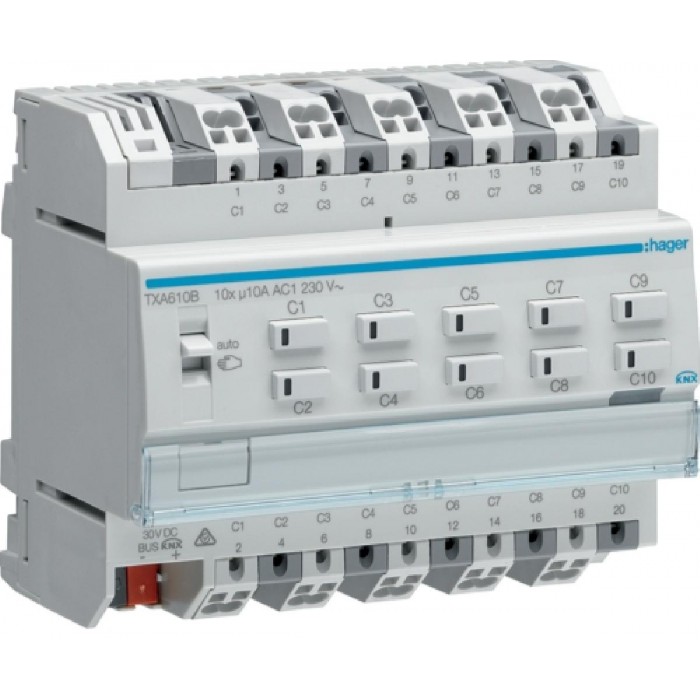 Ενεργοποιητής Ράγας Φωτισμού easy KNX 10 Εξόδων TXA610B HAGER