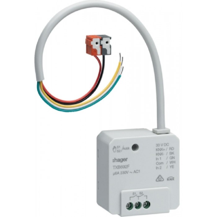 Ενεργοποιητής Φωτισμού easy KNX 2 Εξόδων Καί 2 Δυαδικές Ειδόδων TXB692F HAGER