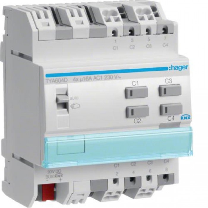Ενεργοποιητής Ράγας Φωτισμού pro KNX 4 Εξόδων C-Load TYA604D HAGER