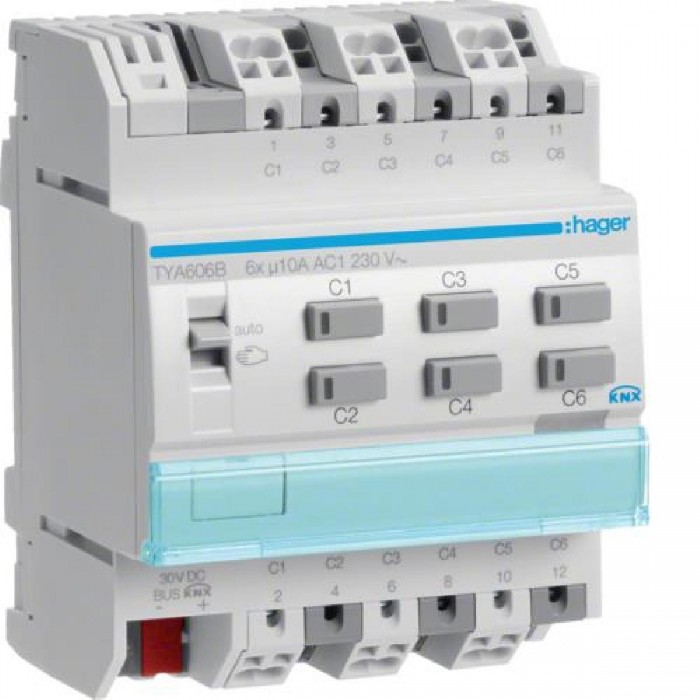 Ενεργοποιητής Ράγας Φωτισμού pro KNX 6 Εξόδων TYA606B HAGER