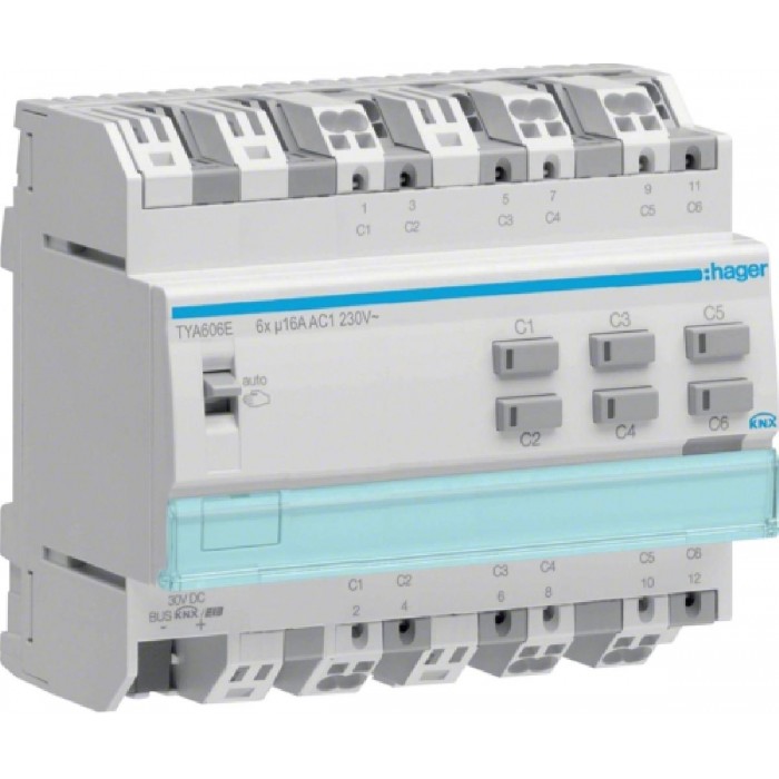 Ενεργοποιητής Ράγας Φωτισμού pro KNX 6 Εξόδων Με Επιτήρηση C-Load TYA606E HAGER