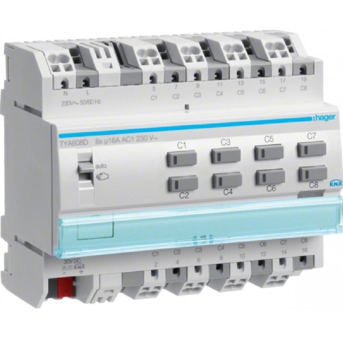 Ενεργοποιητής Ράγας Φωτισμού pro KNX 8 Εξόδων C-Load TYA608D HAGER