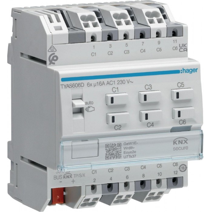 Ενεργοποιητής Ράγας pro 6 Εξόδων KNX Secure C-Load TYAS606D HAGER