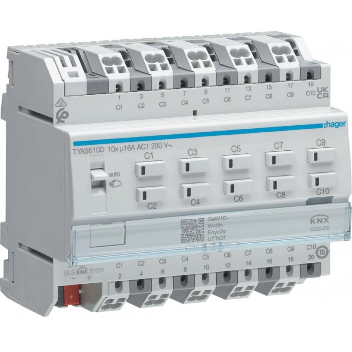 Ενεργοποιητής Ράγας pro 10 Εξόδων KNX Secure C-Load TYAS610D HAGER