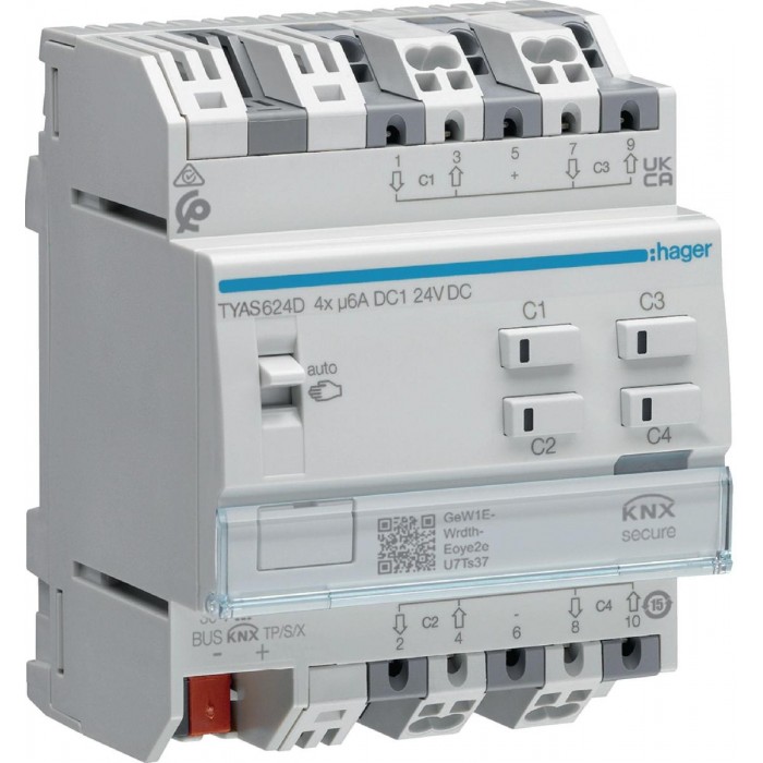 Ενεργοποιητής Ράγας pro 4 Ρολών KNX Secure TYAS624D HAGER