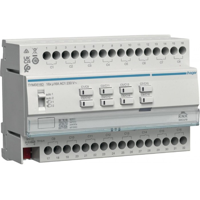 Ενεργοποιητής Ράγας pro 16 Εξόδων KNX Secure C-Load TYMS616D HAGER