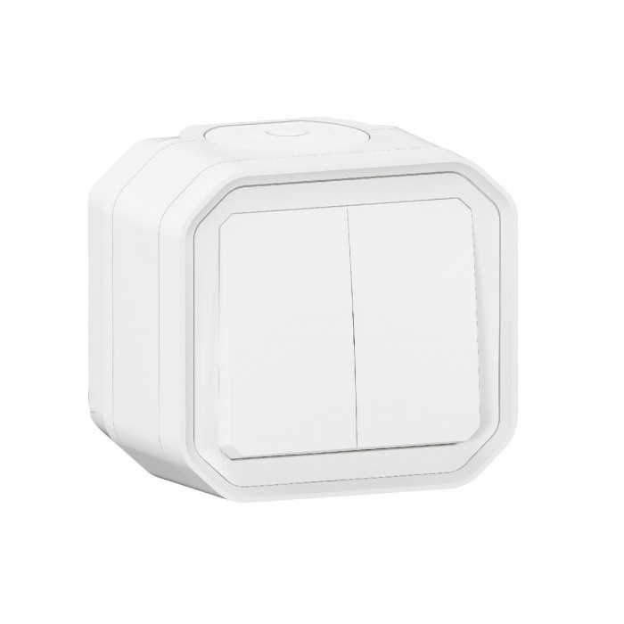 Διακόπτης Διπλός A/R Ή Διπλό Μπουτόν Επίτοιχο Λευκό Plexo 069755L LEGRAND