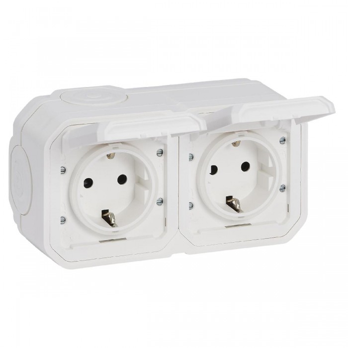 Πριζα Σουκό Διπλή Επίτοιχη Λευκό Plexo 069772L LEGRAND
