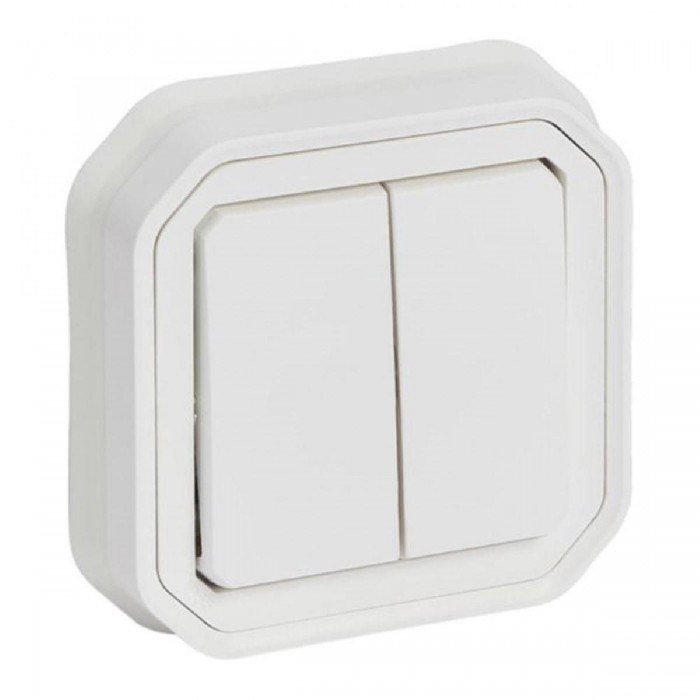Διακόπτης Διπλός A/R Ή Διπλό Μπουτόν Χωνευτό Λευκό Plexo 069817L LEGRAND