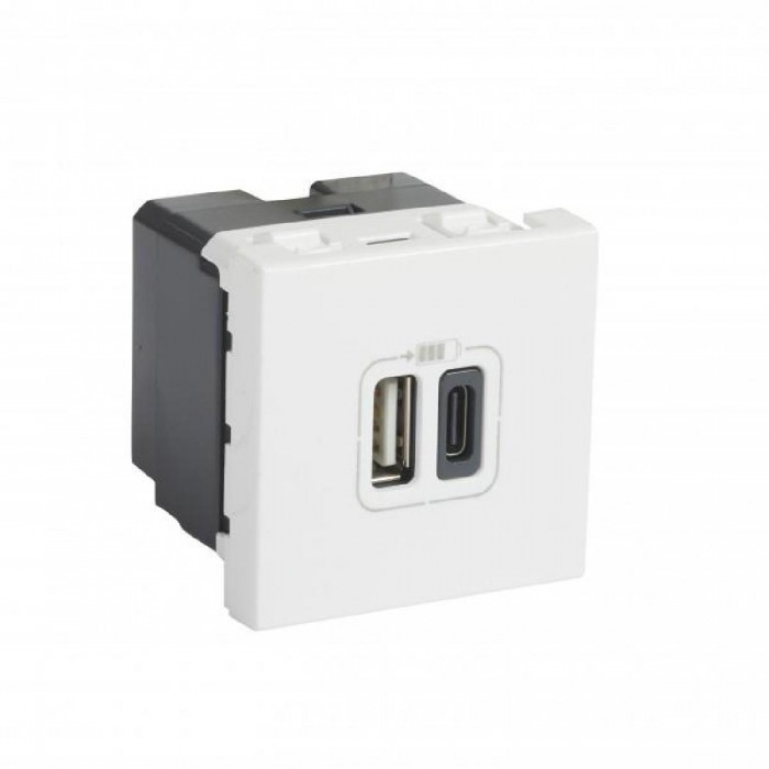 Πρίζα Φόρτισης USB Διπλή TypeA+C 2 Στοιχείων Λευκό Mosaic™ 077592 LEGRAND